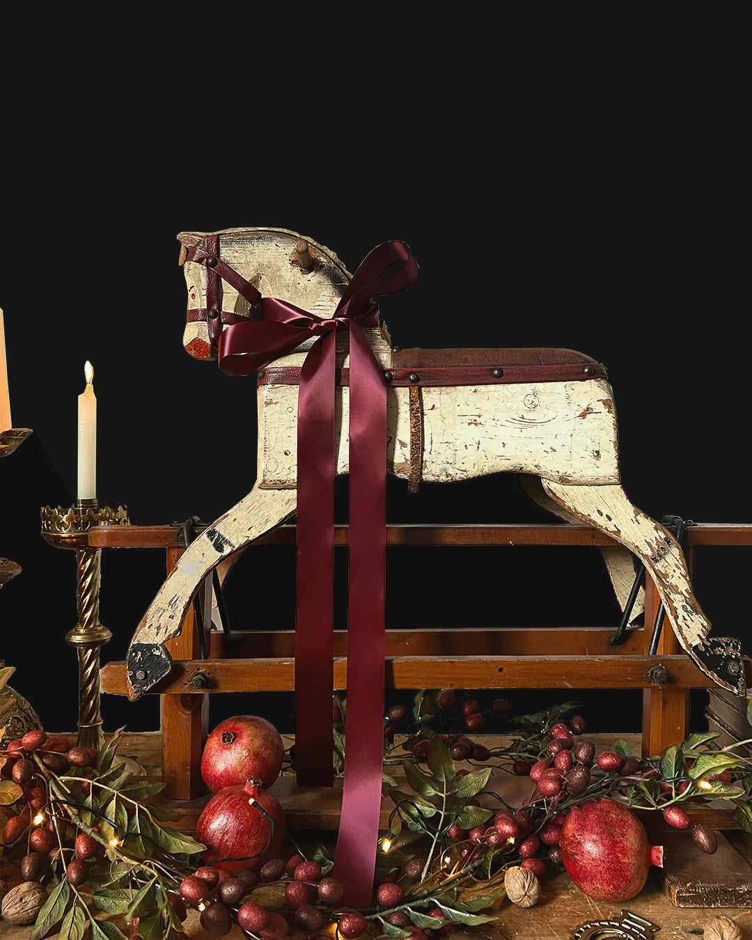 Vintage Wooden Rocking Horse – Traditional Children's Toy - Old Town Magick