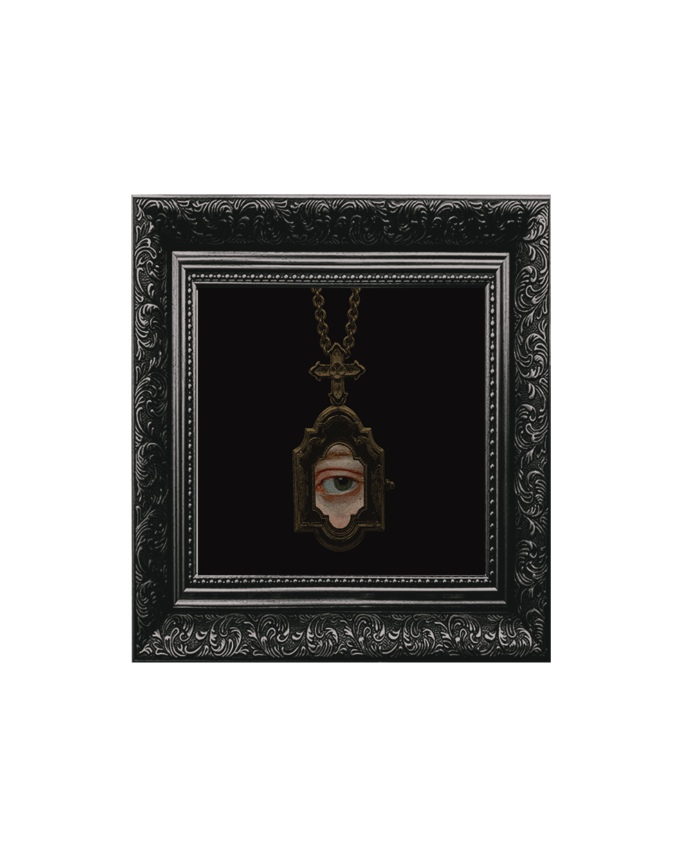 Ocula Minima 'Black Locket' Framed Square Print (15cm x 15cm)