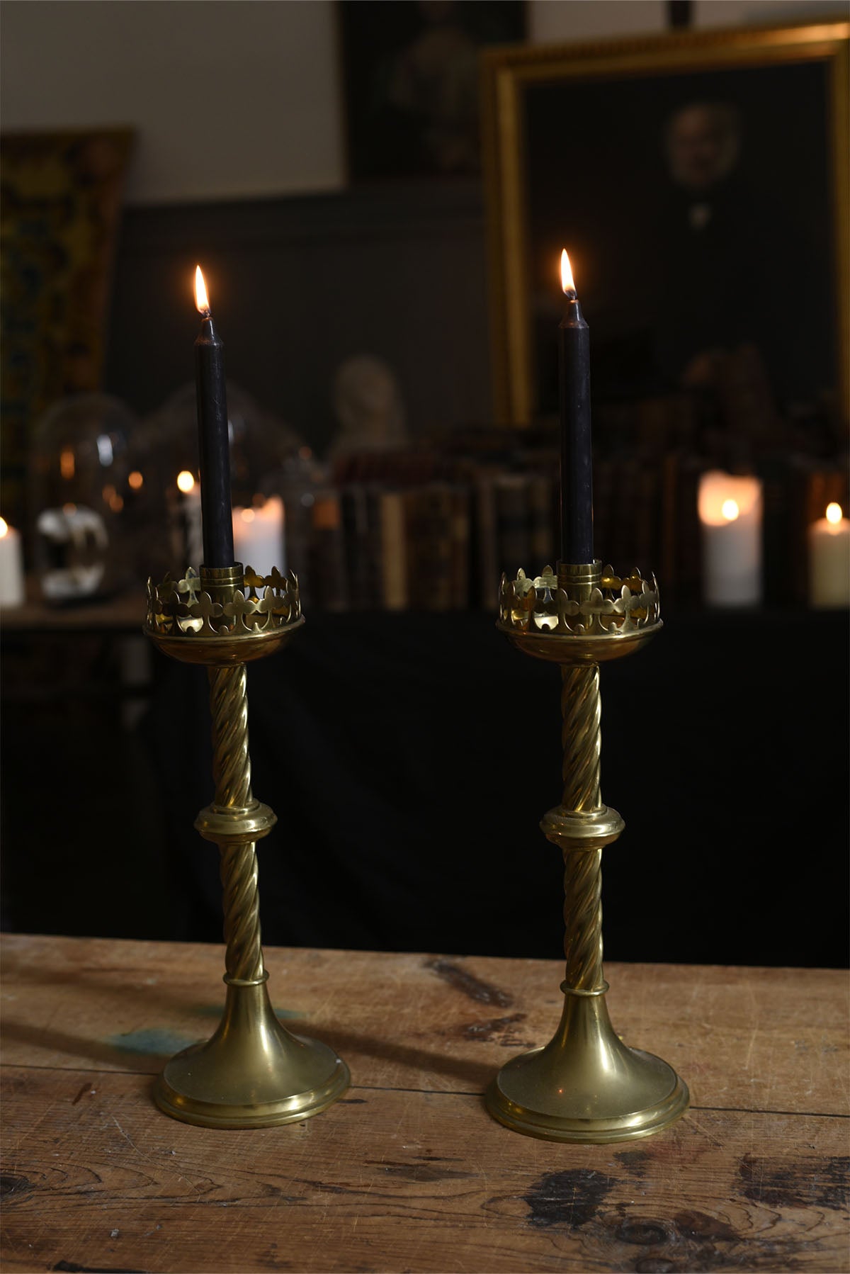 Antique Brass Candlesticks with Twisted Columns – Victorian Candle Holders - Old Town Magick