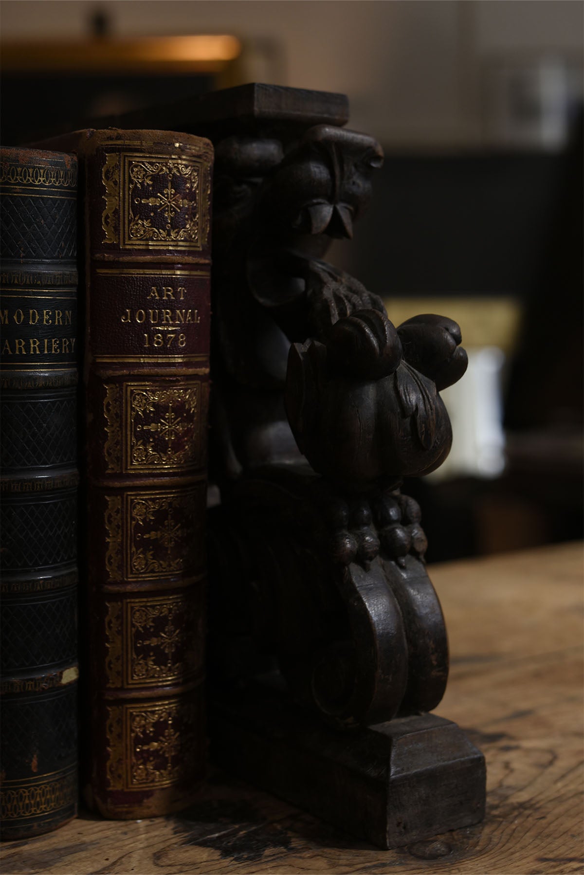 Antique Wooden Bookends – Vintage Library Shelf Decor - Old Town Magick