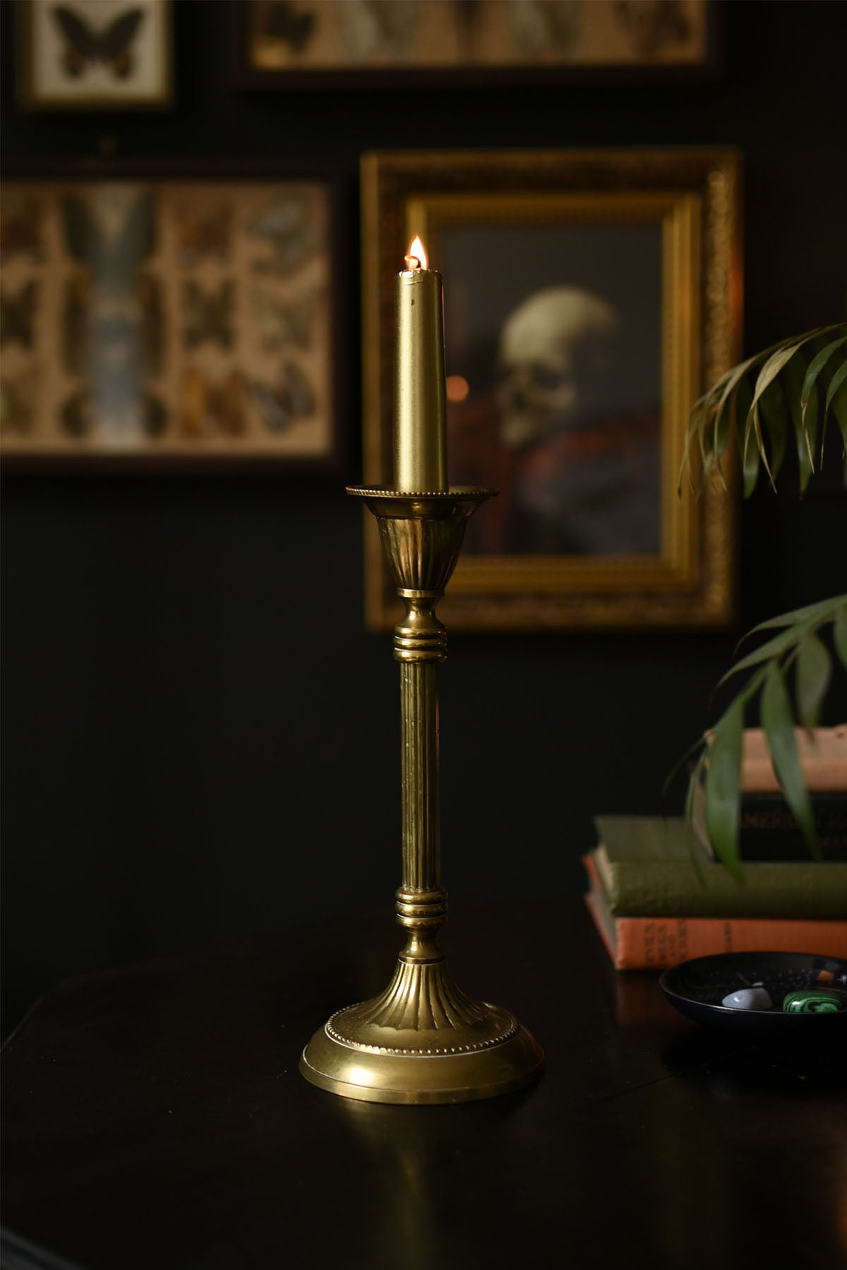Gold Candlestick with Fluted Edge – Decorative Taper Candle Holder - Old Town Magick