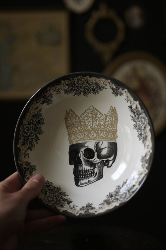 Skull with Crown Ceramic Bowl