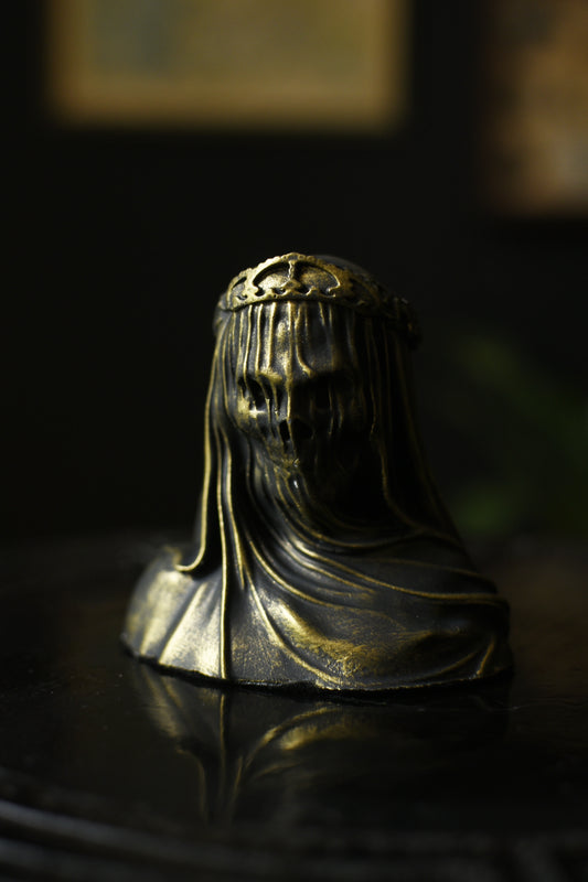 Veiled Skeleton Gothic Ornament (Black & Bronze)