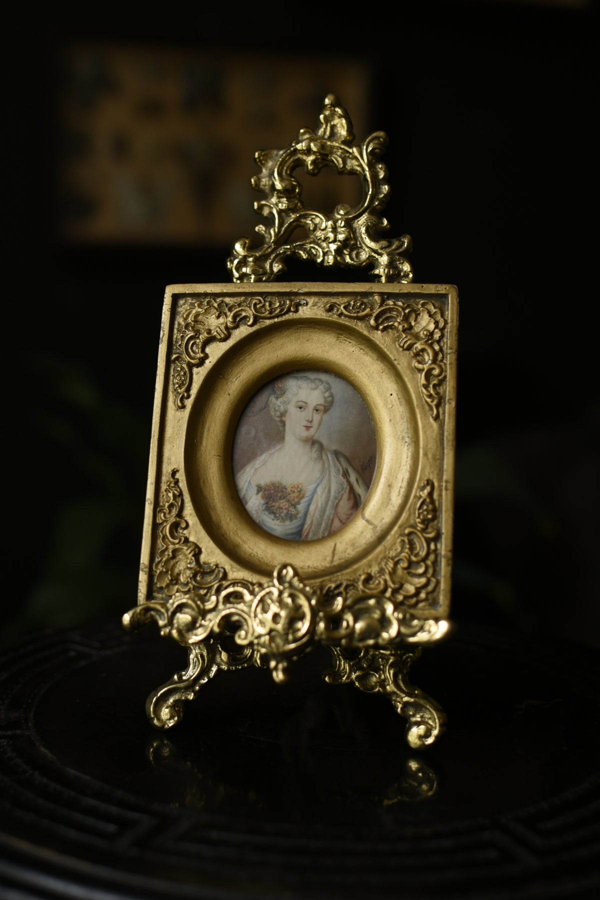 Antique Portrait Miniature – Watercolour on Ivory in Gilt Frame - Old Town Magick