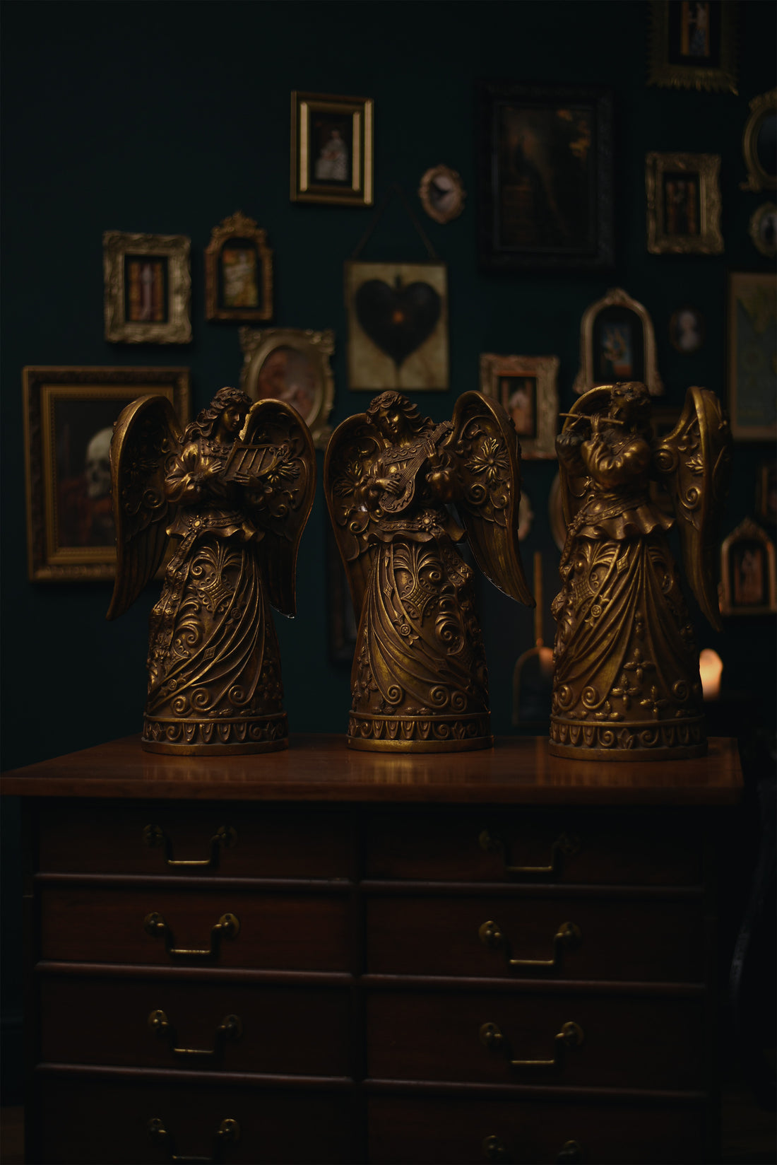 Set of Extra Large Gilded Musical Angels – Ornate Baroque Decorative Angel Figures - Old Town Magick