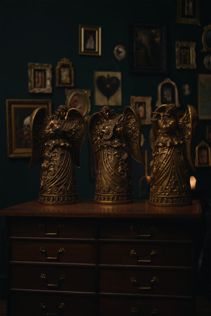 Set of Extra Large Gilded Musical Angels – Exquisite Decorative Figures