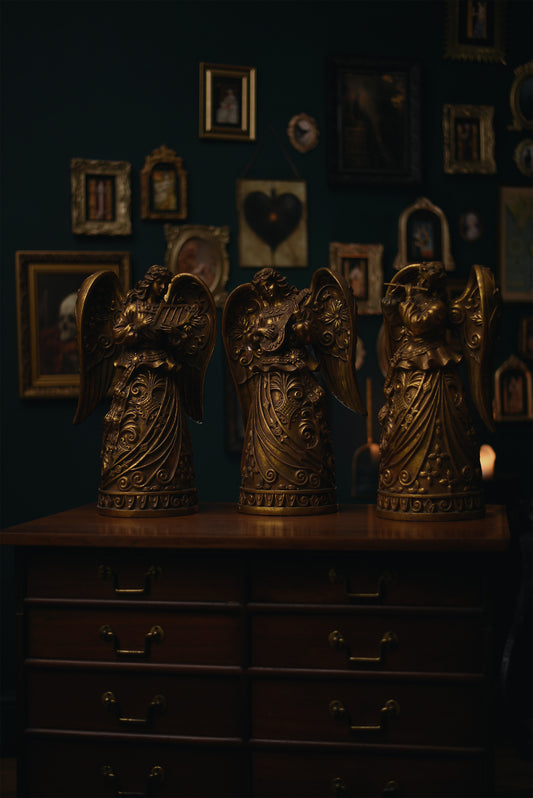 Set of Extra Large Gilded Musical Angels – Exquisite Decorative Figures