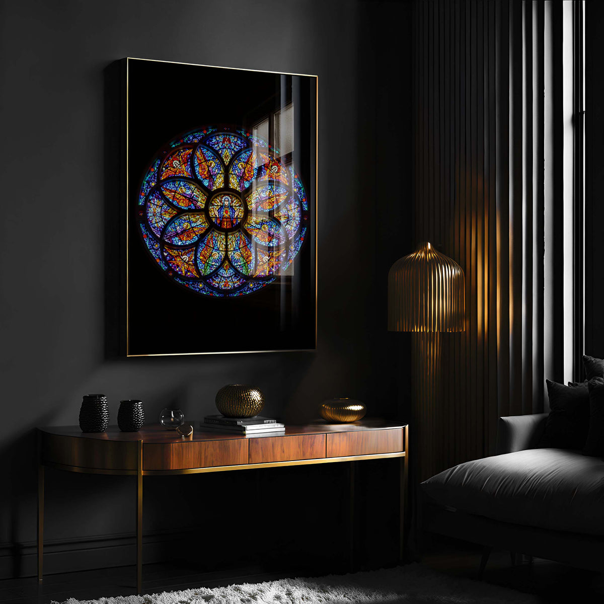 Gothic Rose Window – Cathedral Architecture Illustration – Dark Academia Wall Art Print