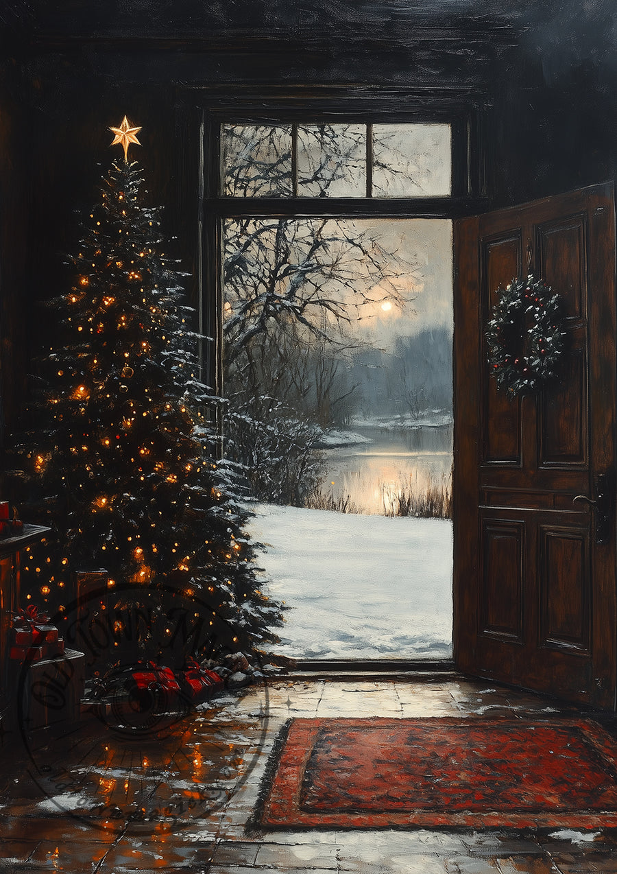 Room with a Winter View – Snow Window Interior Scene – Winter Wall Art Print