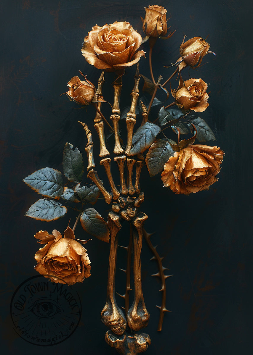 Rose Embrace – Romantic Gothic Occult Illustration – Dark Academia Wall Art Print