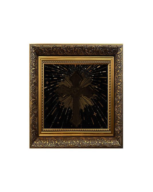Sacra Minima 'Gothic Cross' Framed Square Print (15cm x 15cm)