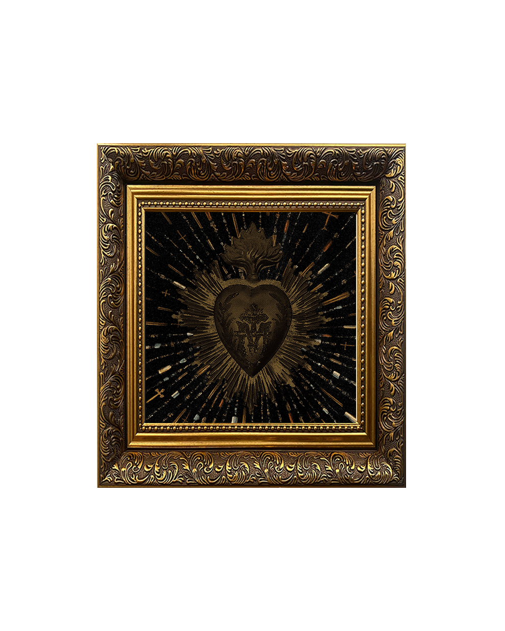Sacred Heart Religious Wall Art – Gothic Devotional Framed Print - Old Town Magick