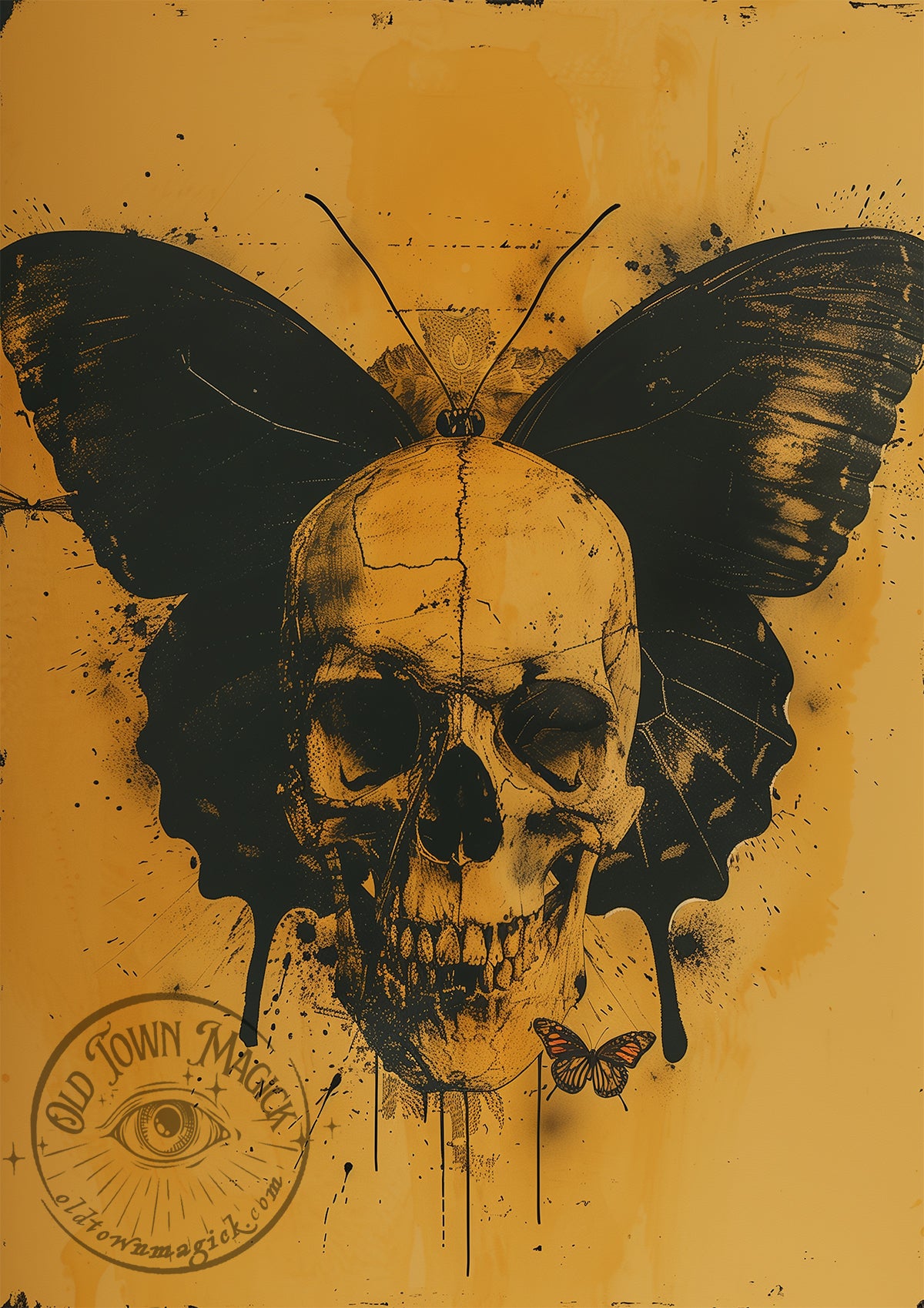Skull and Butterfly – Gothic Memento Mori Wall Art Print