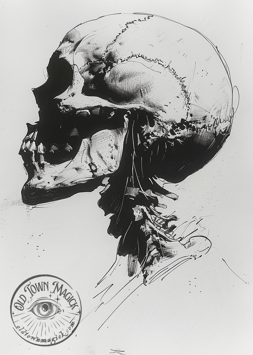 Skull Study I – Anatomical Memento Mori Illustration – Dark Academia Wall Art Print