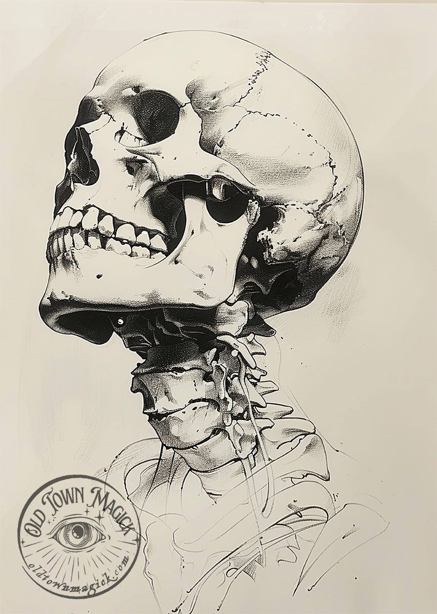 Skull Study II – Anatomical Memento Mori Illustration – Dark Academia Wall Art Print