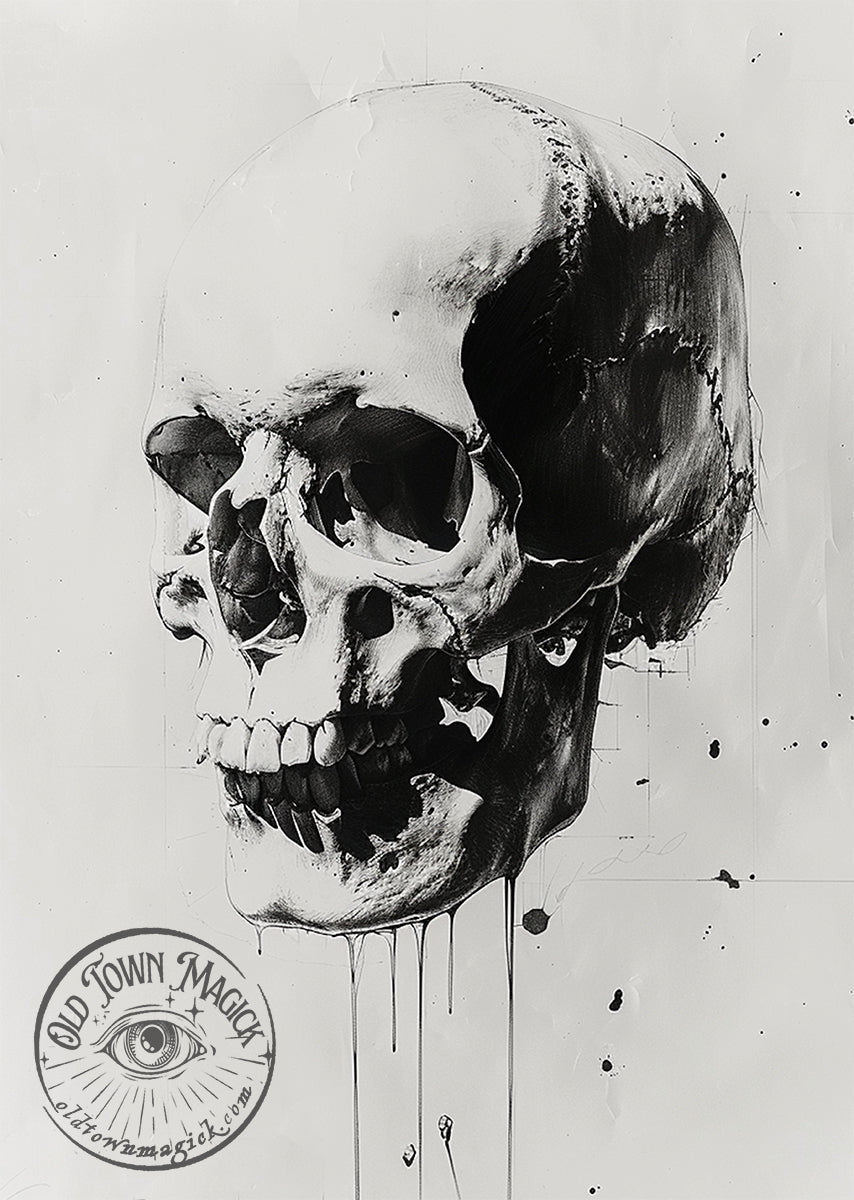 Skull Study III – Anatomical Memento Mori Illustration – Dark Academia Wall Art Print