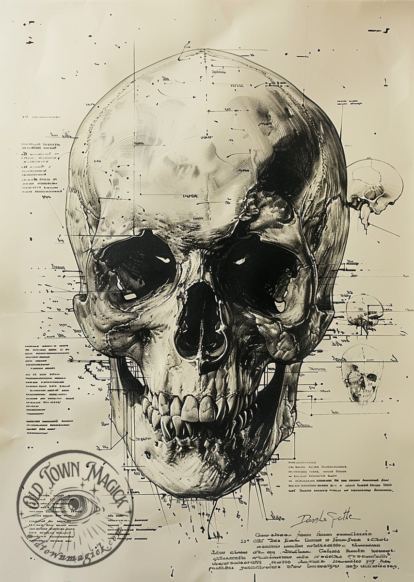 Skull Study IV – Anatomical Memento Mori Illustration – Dark Academia Wall Art Print