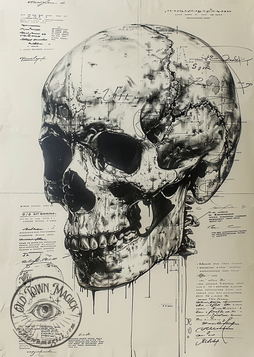 Skull Study V – Anatomical Memento Mori Illustration – Dark Academia Wall Art Print
