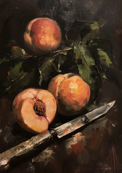 Still Life Peaches – Classical Oil Painting Style Wall Art Print
