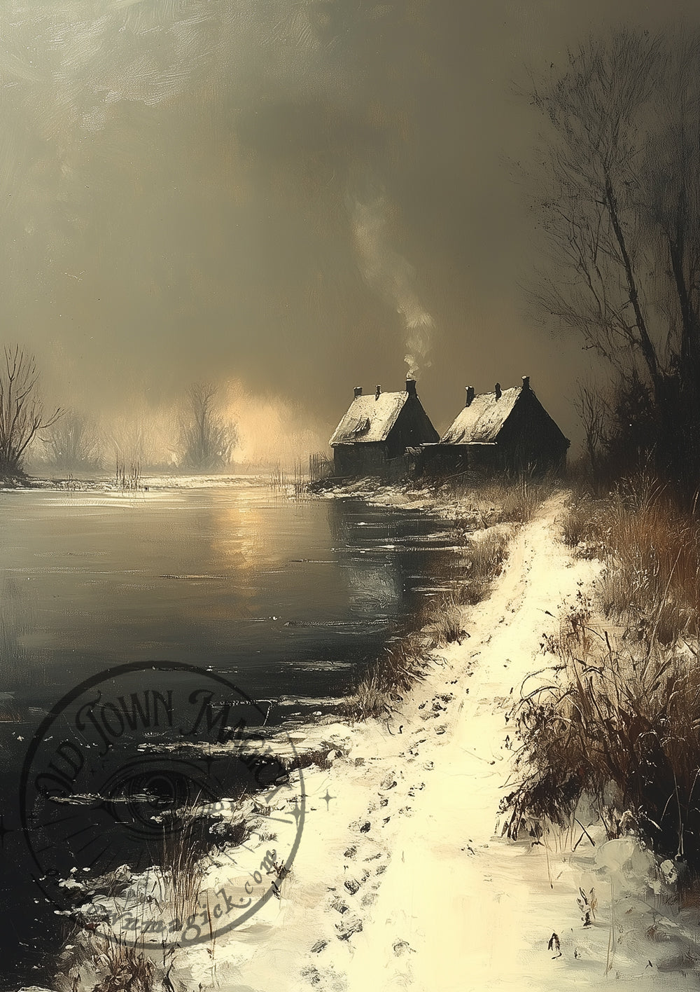 The Black Lake – Dark Landscape Water Scene – Gothic Nature Wall Art Print
