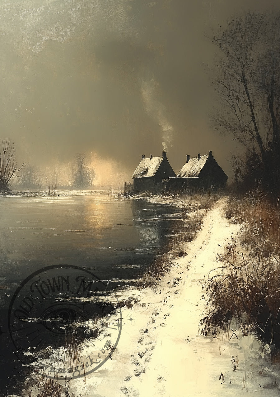 The Black Lake – Dark Landscape Water Scene – Gothic Nature Wall Art Print