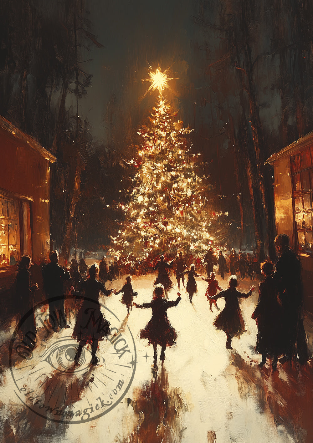 Tree Dance – Mystical Forest Ritual – Pagan Nature Wall Art Print