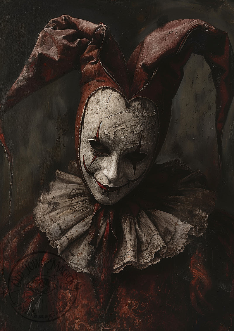 Venetian Jester – Occult Carnival Gothic Wall Art Print - Old Town Magick