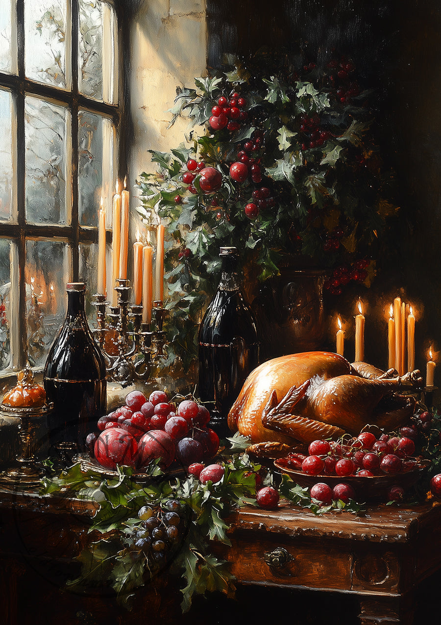 Victorian Feast – Historical Banquet Scene – Classical Dining Wall Art Print
