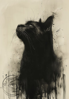 Vintage Cat Illustration – Dark Academia Wall Art Print