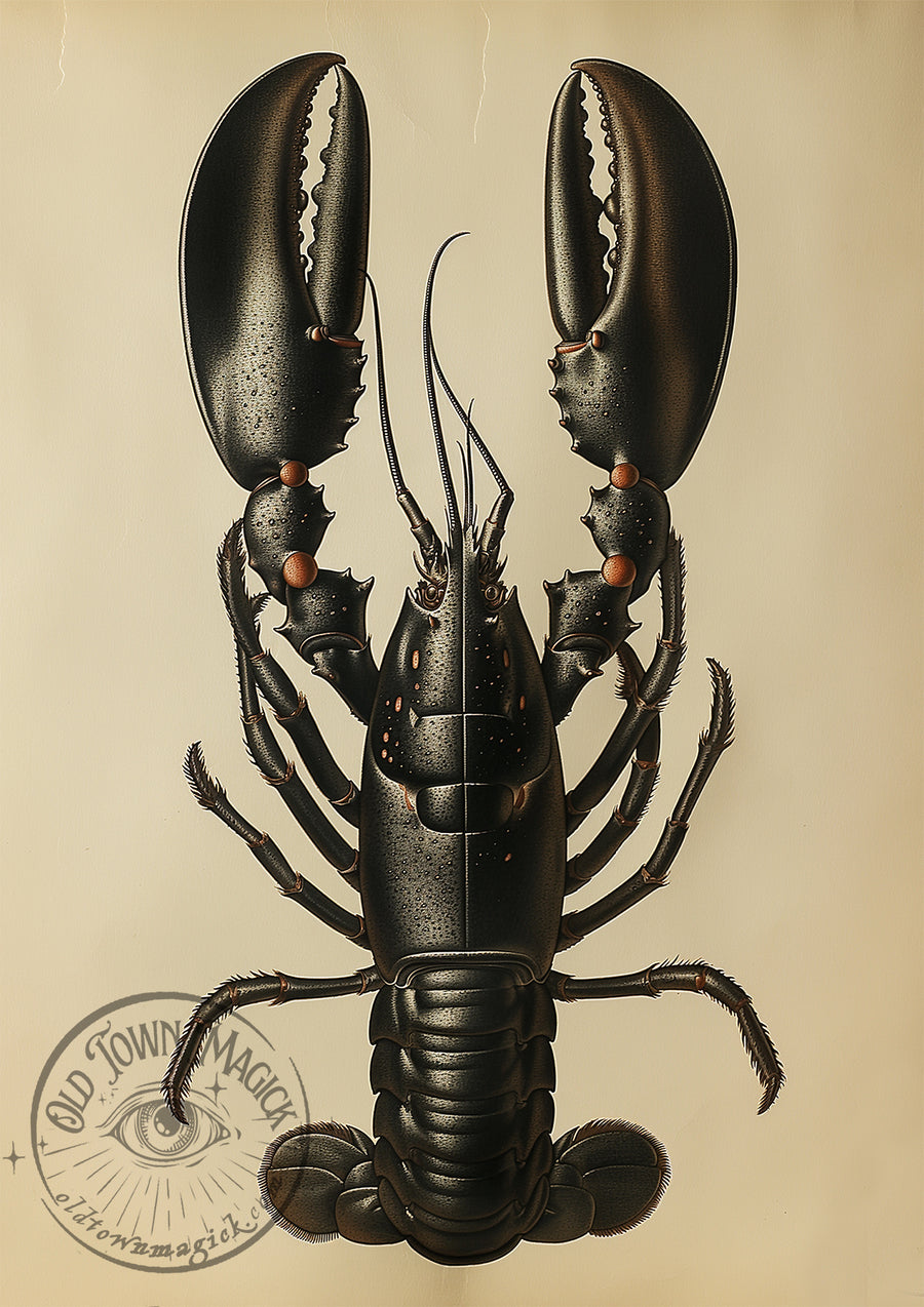 Vintage Lobster Illustration – Antique Marine Biology Artwork – Dark Academia Wall Art Print