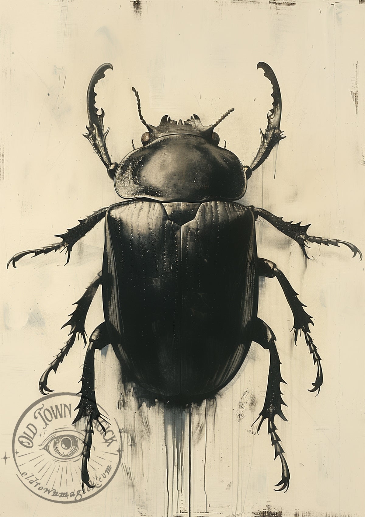 Vintage Sepia Beetle – Entomology Illustration Wall Art Print