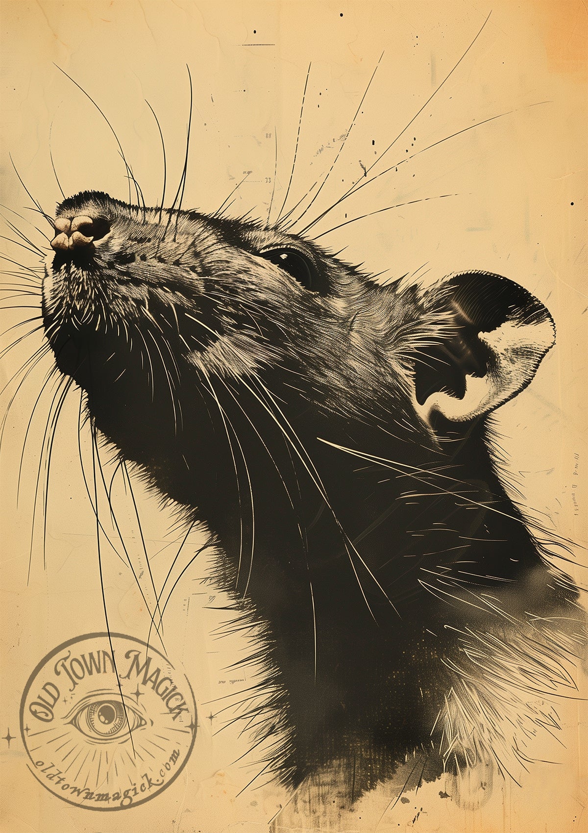 Vintage Sepia Rat Illustration – Dark Academia Wall Art Print