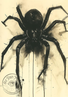 Vintage Sepia Spider Illustration – Antique Entomology Study – Dark Academia Wall Art Print