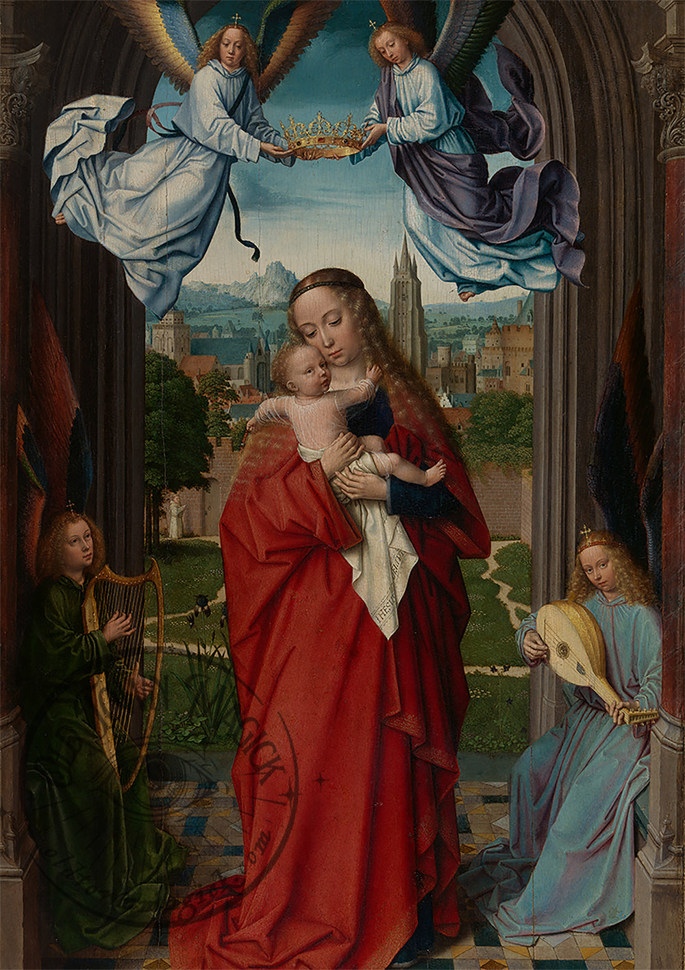 Virgin and Child with Four Angels – Renaissance Religious Painting – Sacred Art Print
