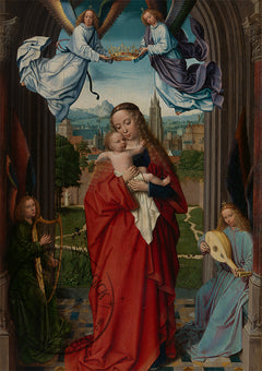 Virgin and Child with Four Angels – Renaissance Religious Painting – Sacred Art Print