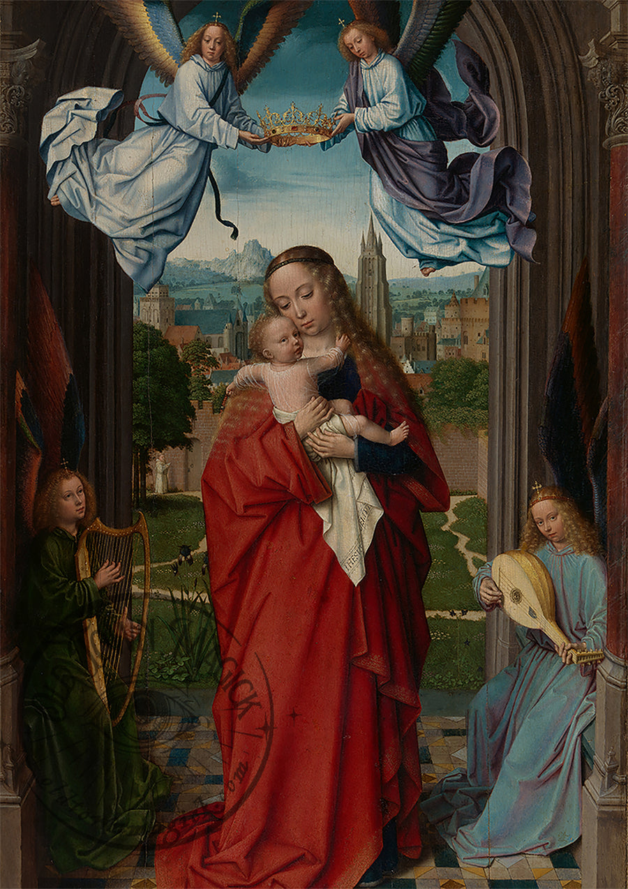 Virgin and Child with Four Angels – Renaissance Religious Painting – Sacred Art Print