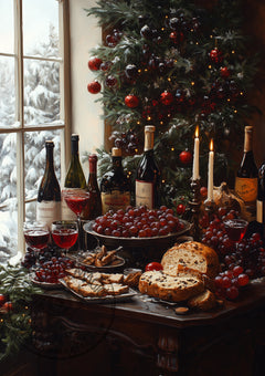 Winter Delicacies – Victorian Christmas Food – Festive Still Life Wall Art Print