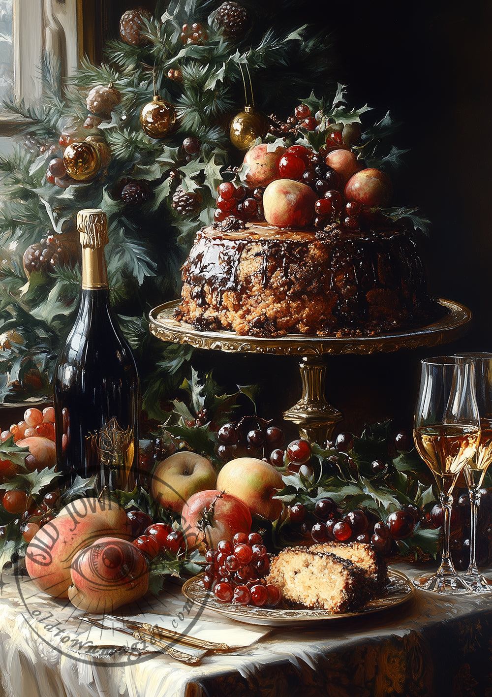 Winter Indulgence – Festive Food Still Life – Christmas Table Wall Art Print