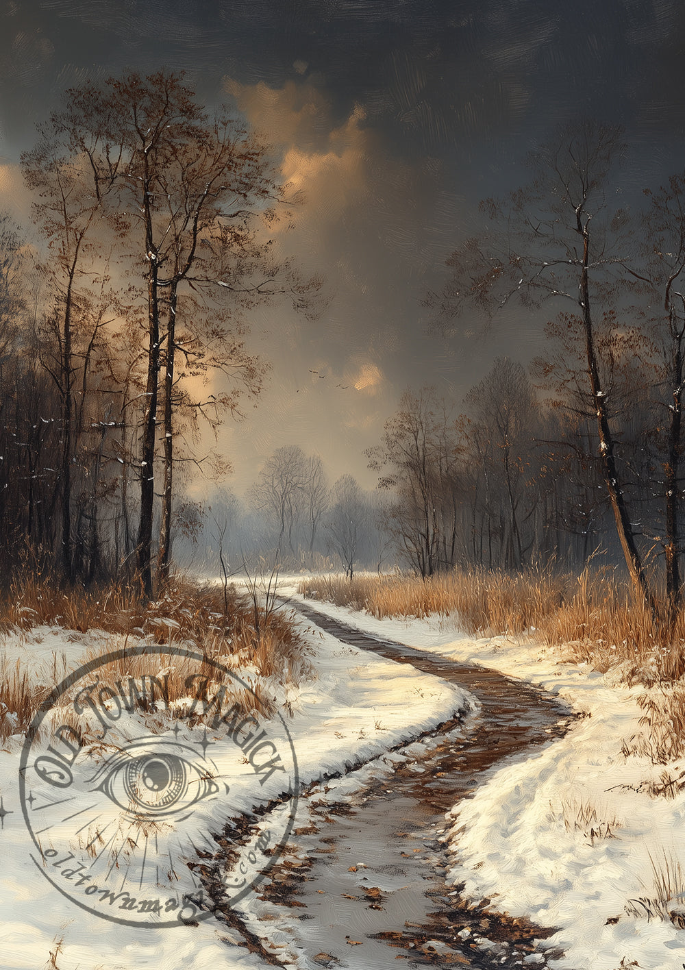 Winter Tracks II – Snow Landscape Path – Winter Forest Wall Art Print