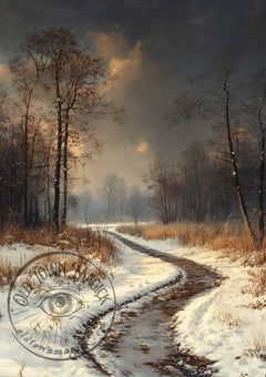 Winter Tracks II – Snow Landscape Path – Winter Forest Wall Art Print