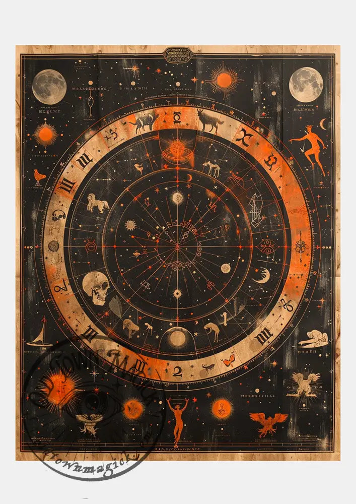 Astrology Chart Occult Esoteric Wall Art Print | Old Town Magick