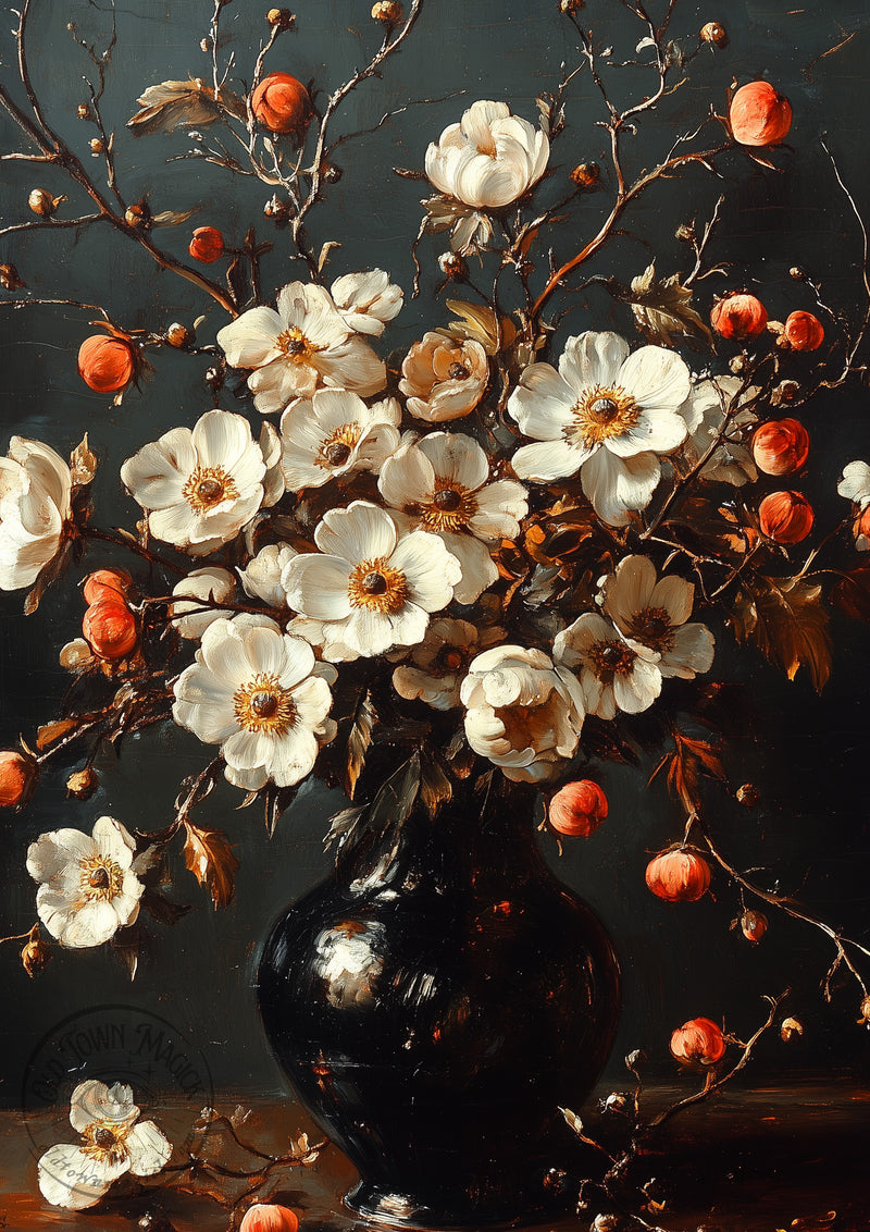 Mort Bouquet – Dark Floral Memento Mori – Gothic Wall Art Print - Old Town Magick